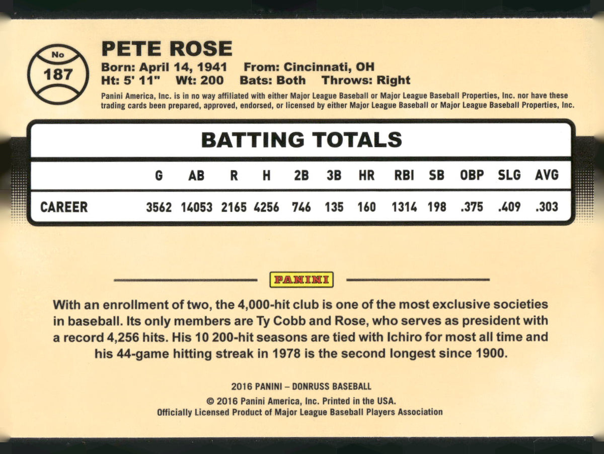 2016 Donruss #187 Pete Rose
