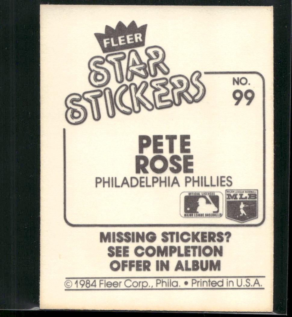 1984 Fleer Star Stickers #99 Pete Rose