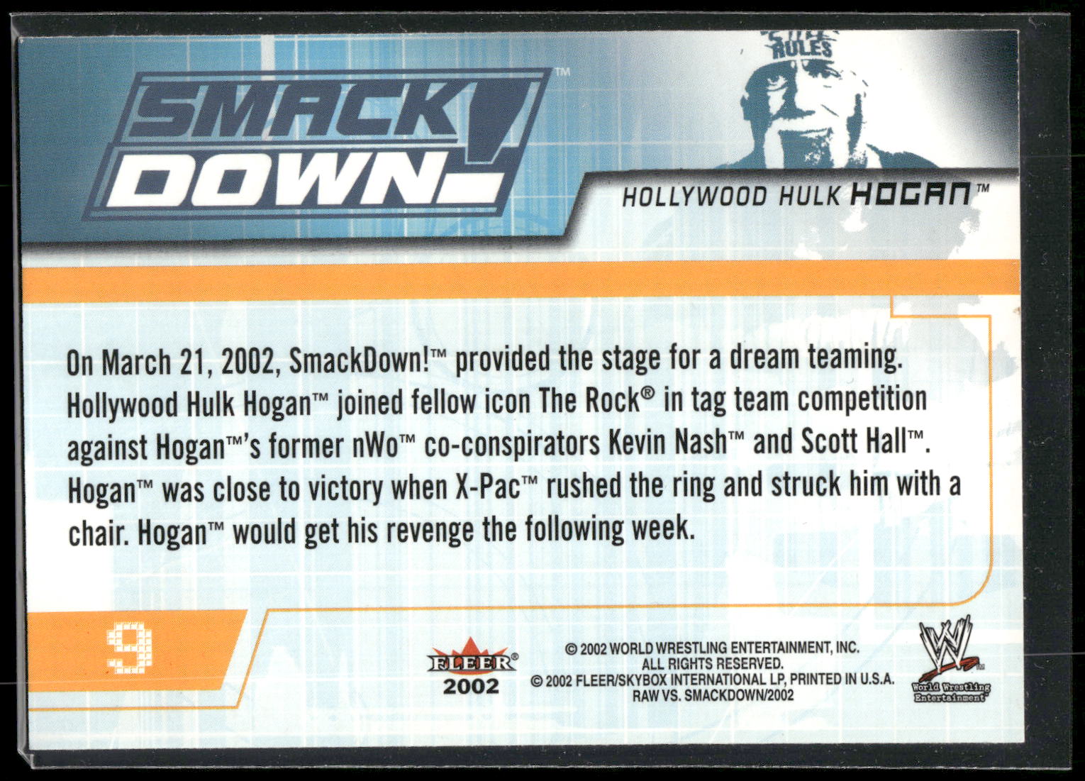 2002 Fleer WWE Raw vs. SmackDown #9 Hollywood Hulk Hogan