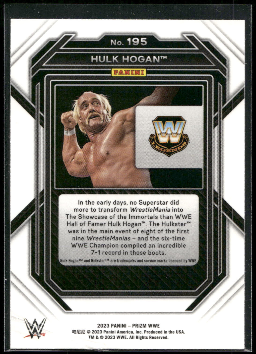 2023 Panini Prizm WWE #195 Hulk Hogan