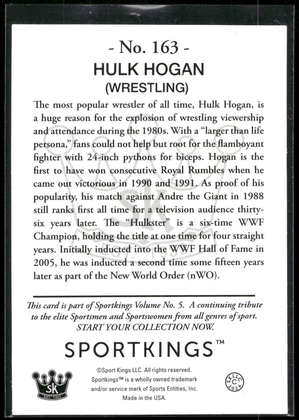 2024 Sportkings Volume 5 #163 Hulk Hogan
