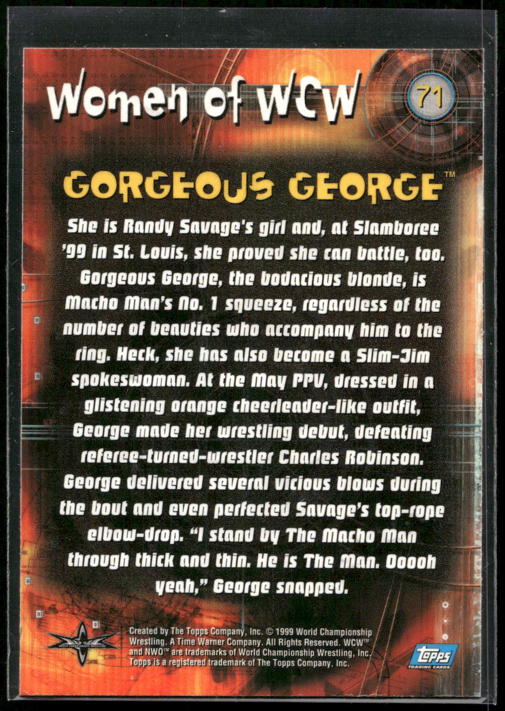 1999 Topps WCW Embossed #71 Gorgeous George