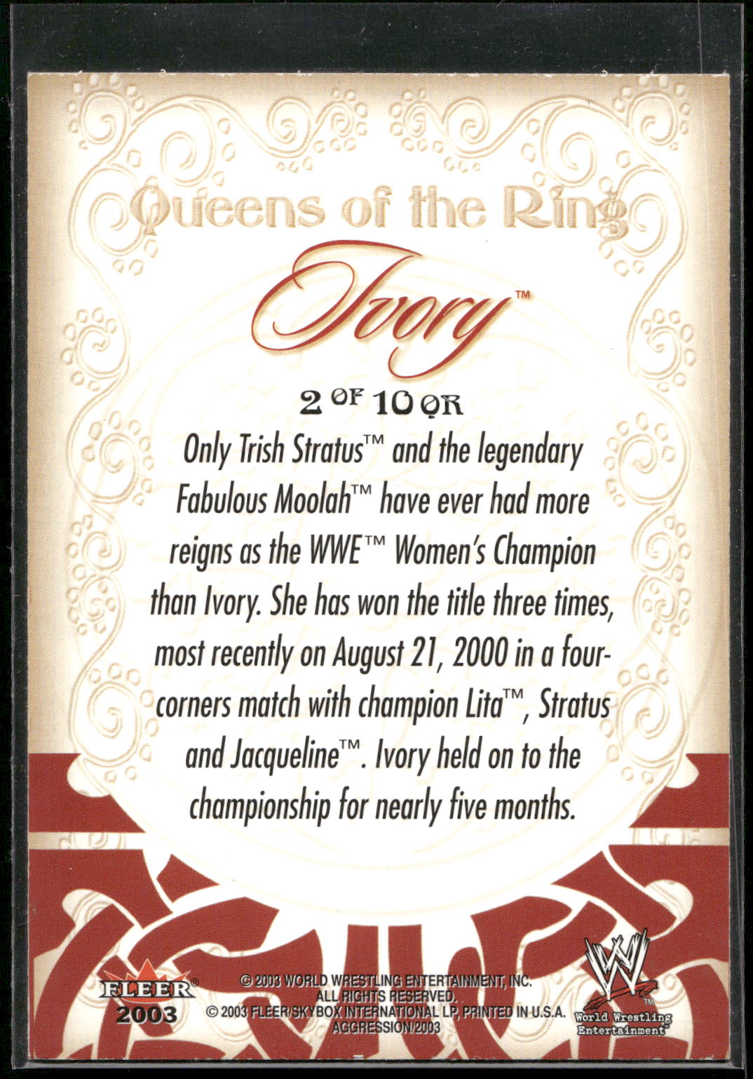 2003 Fleer WWE Aggression #2 QR Ivory Queens of the Ring
