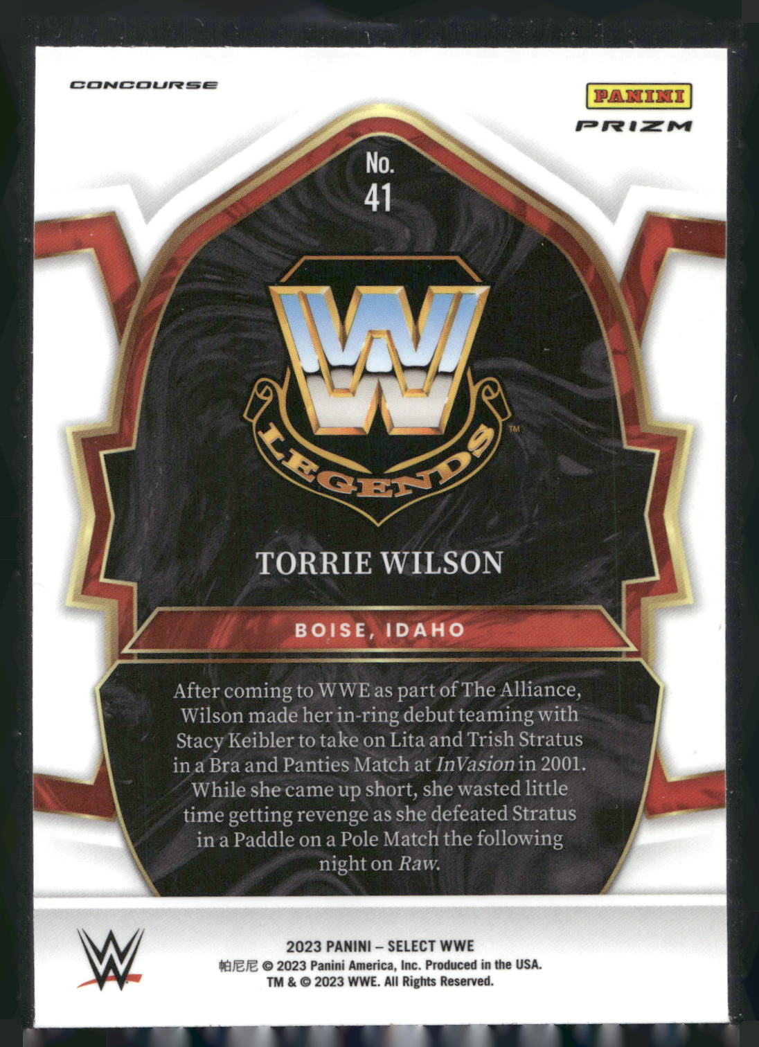 2023 Panini Select WWE #41 Torrie Wilson Red & Blue