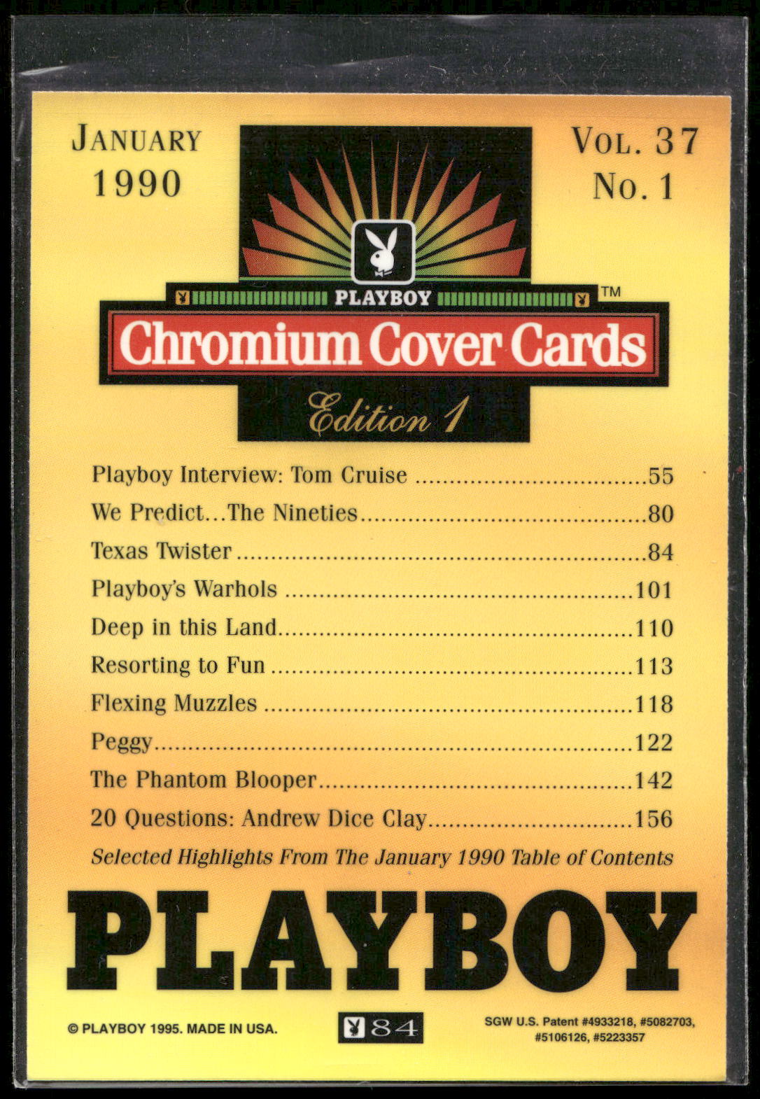 1995 Playboy Chromium Cover Cards #84 January 1990 - Vol. 37 No.