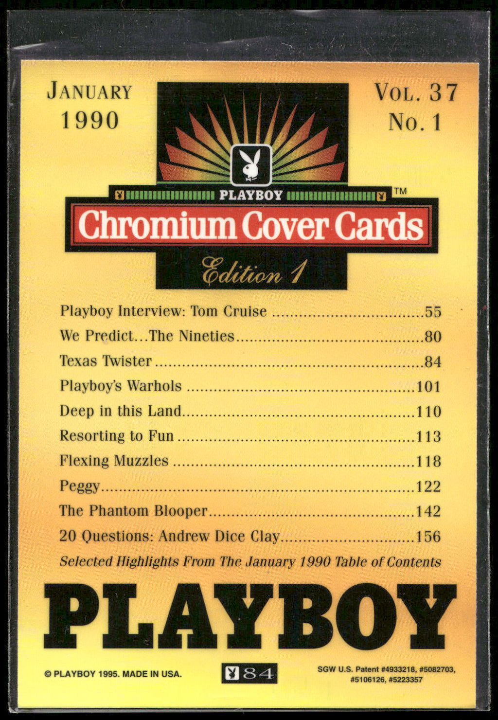 1995 Playboy Chromium Cover Cards #84 January 1990 - Vol. 37 No.