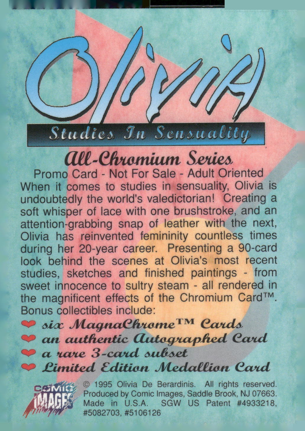 1995 Comic Images Olivia "Studies in Sensuality" All-Chromium Promo Card