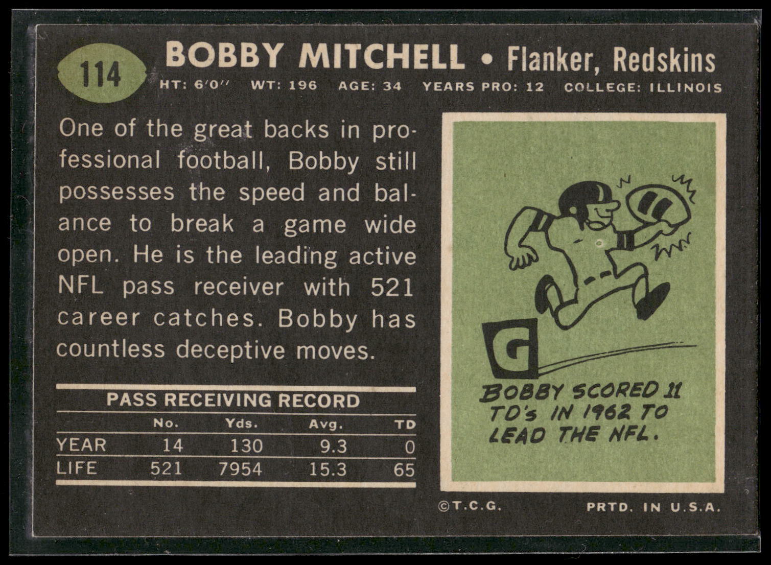 1969 Topps #114 Bobby Mitchell