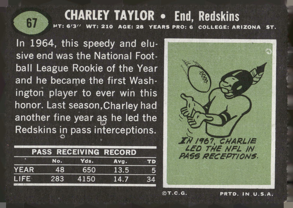 1969 Topps #67 Charley Taylor