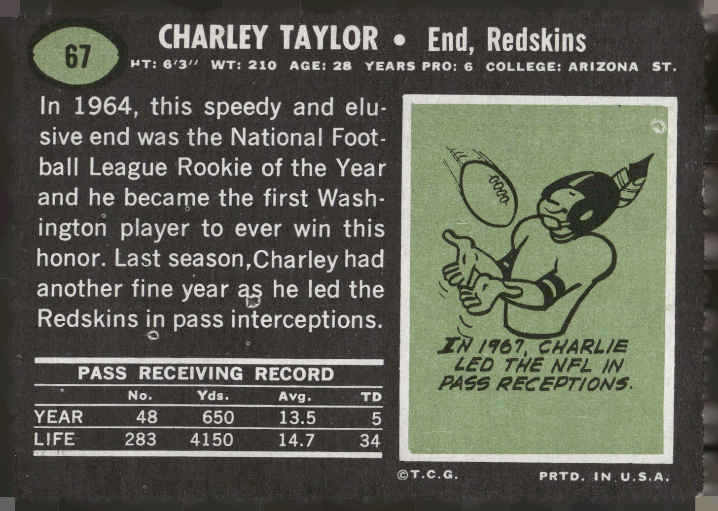 1969 Topps #67 Charley Taylor