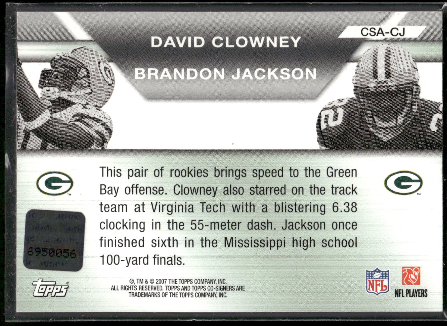 2007 Topps Co-Signers #CSA-CJ David Clowney / Brandon Jackson Autographs