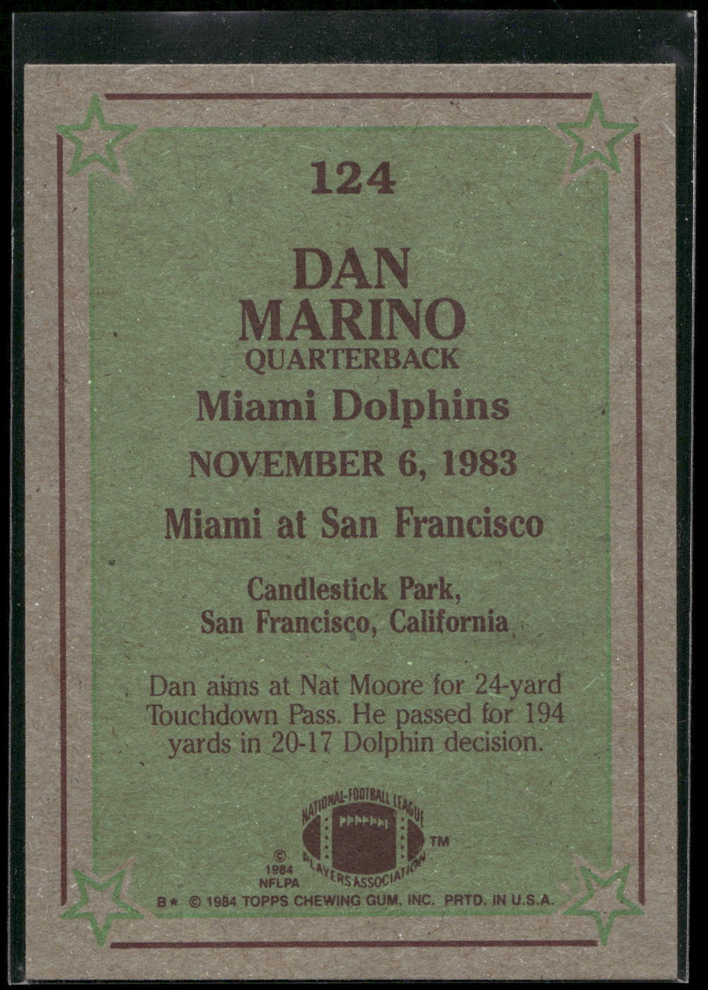 1984 Topps #124 Dan Marino