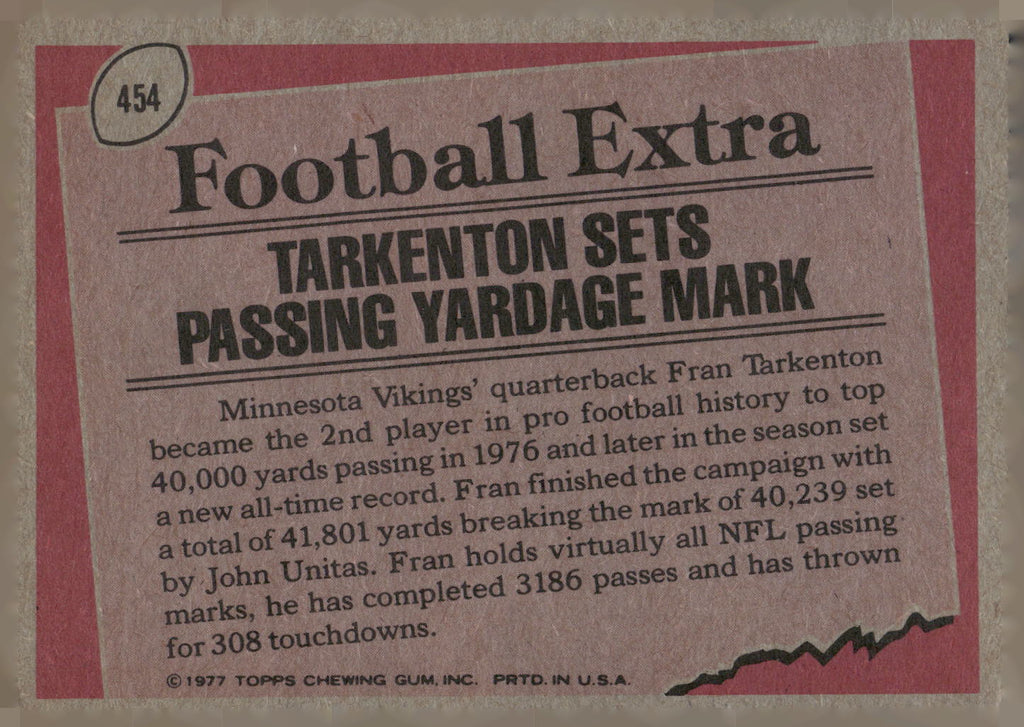 1977 Topps #454 Fran Tarkenton