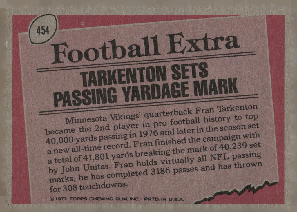 1977 Topps #454 Fran Tarkenton