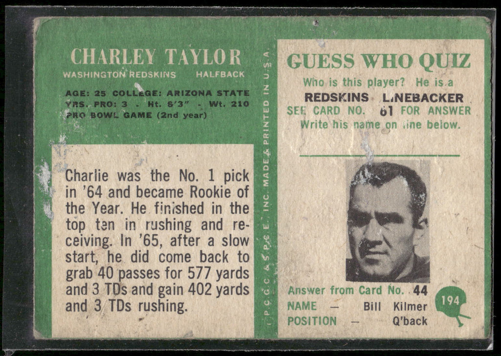 1966 Philadelphia #194 Charley Taylor