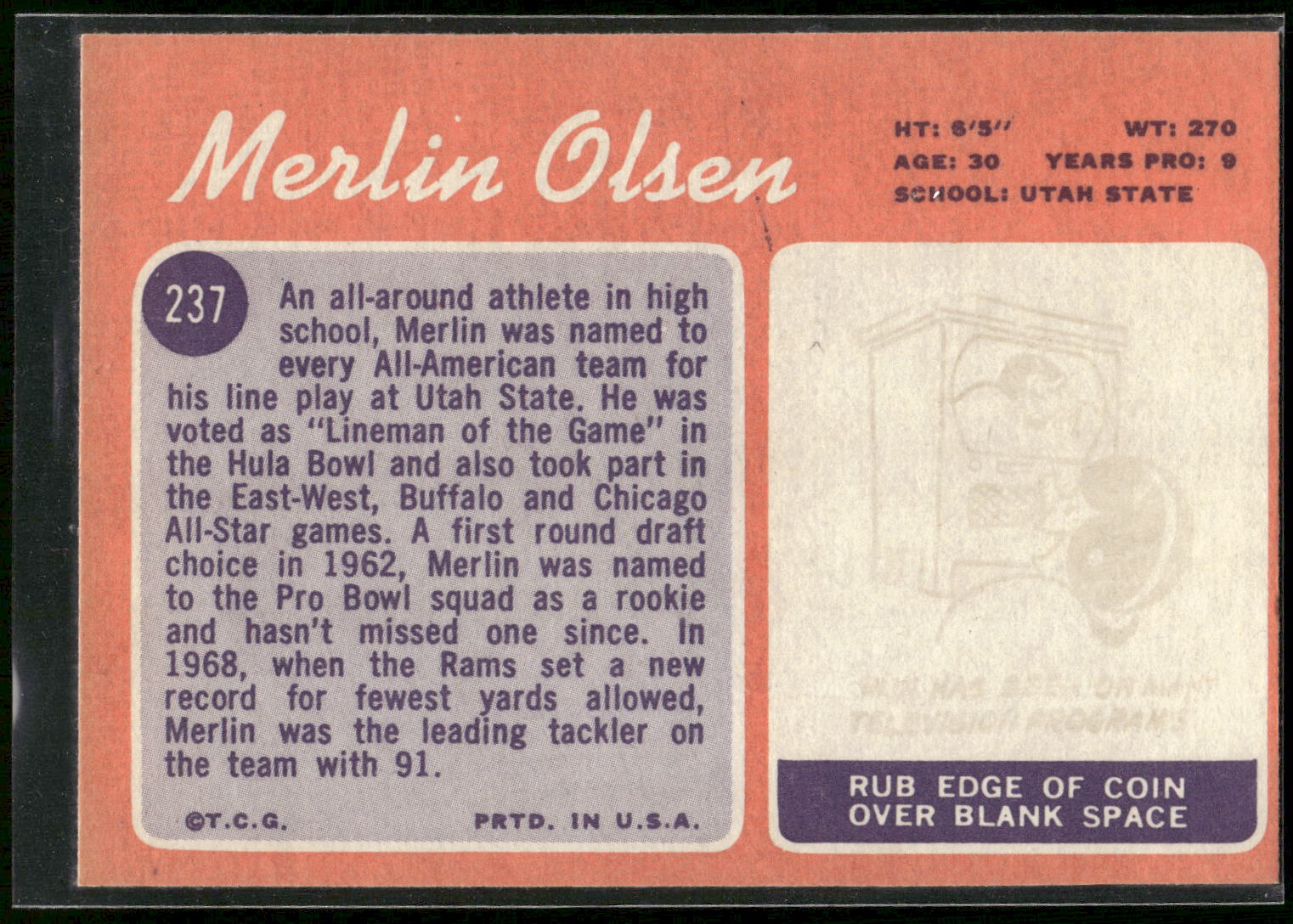 1970 Topps #237 Merlin Olsen