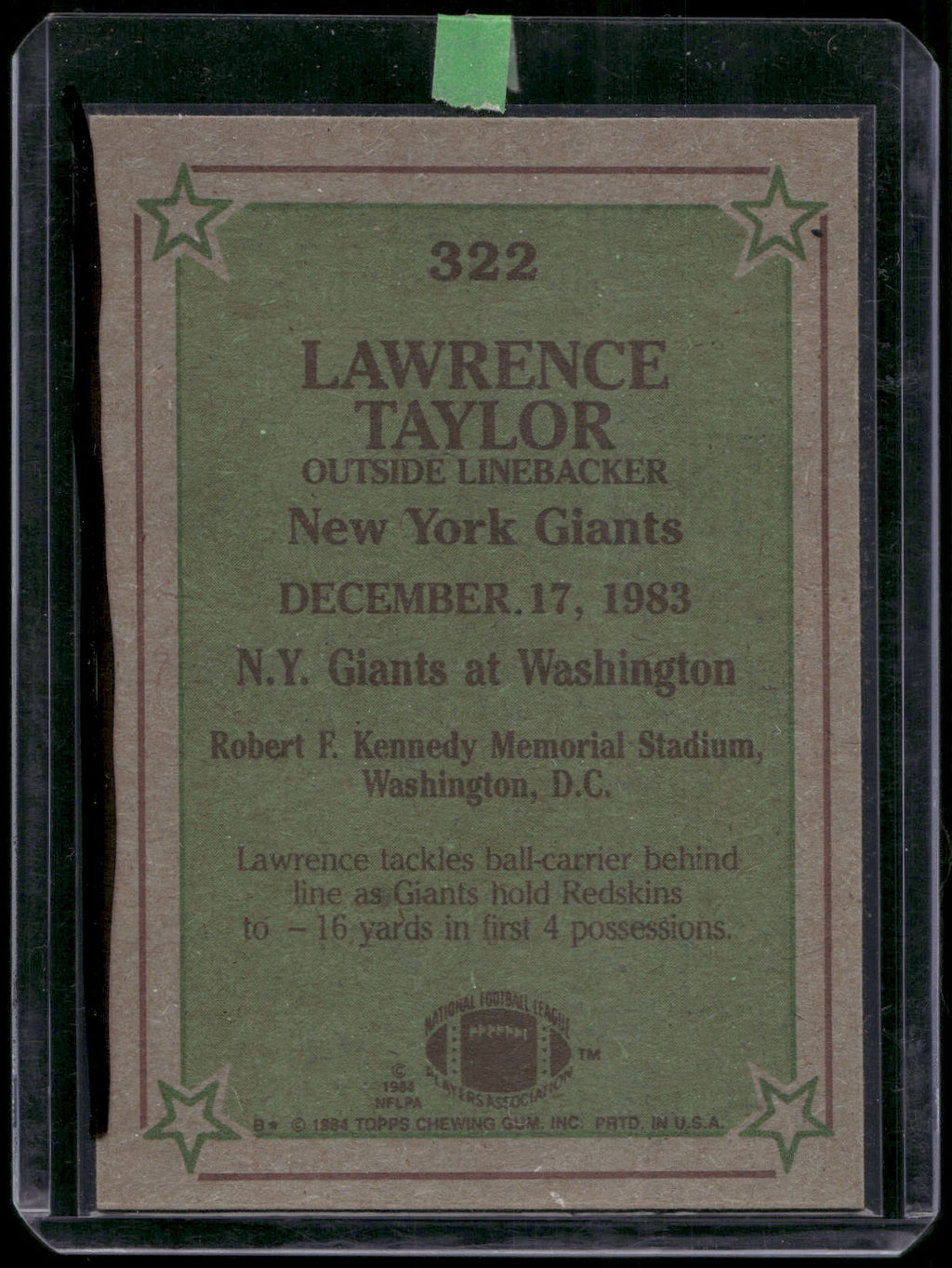 1984 Topps #322 Lawrence Taylor