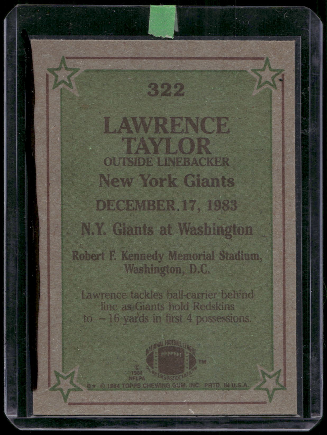 1984 Topps #322 Lawrence Taylor