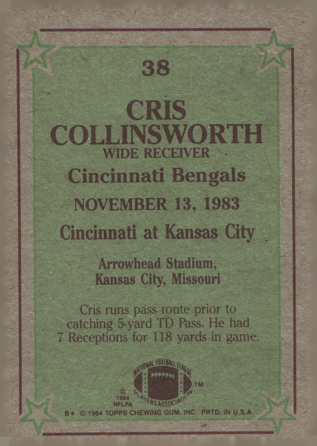 1984 Topps #38 Cris Collinsworth