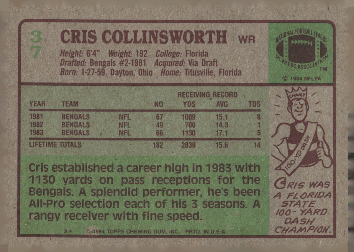 1984 Topps #37 Cris Collinsworth