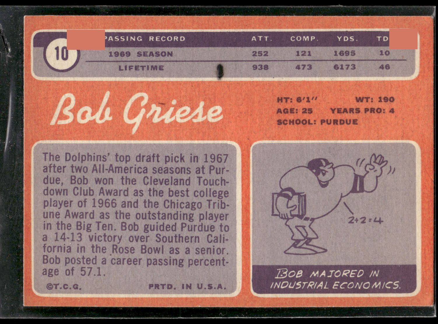 1970 Topps #10 Bob Griese