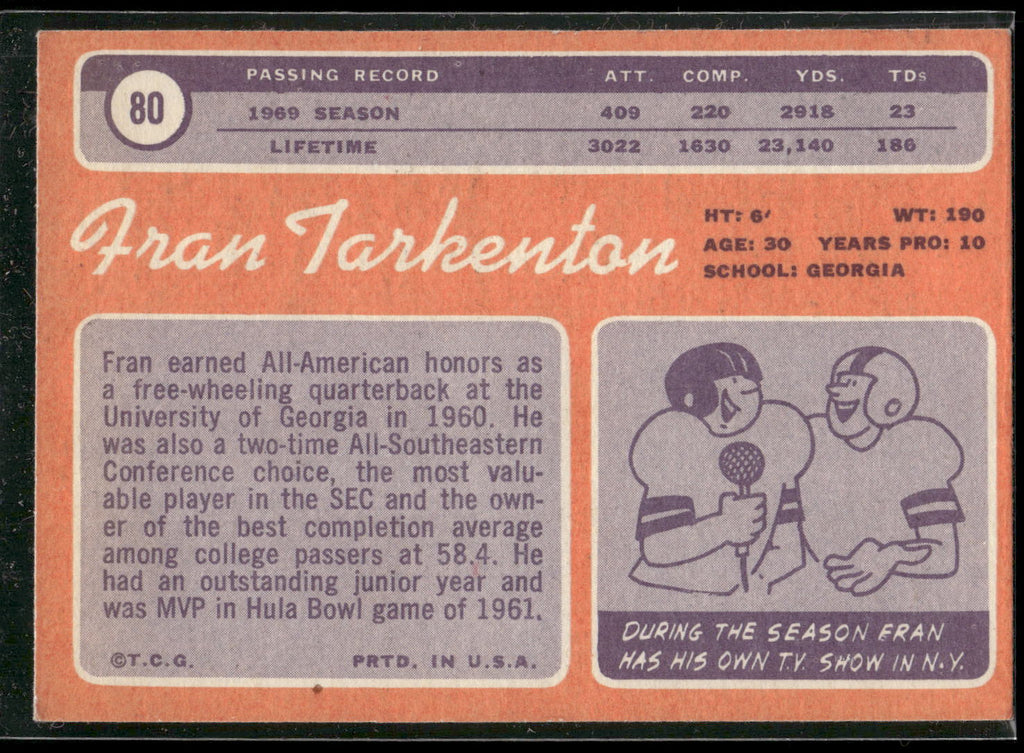 1970 Topps #80 Fran Tarkenton