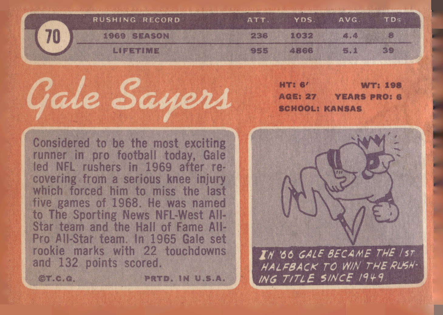 1970 Topps #70 Gale Sayers