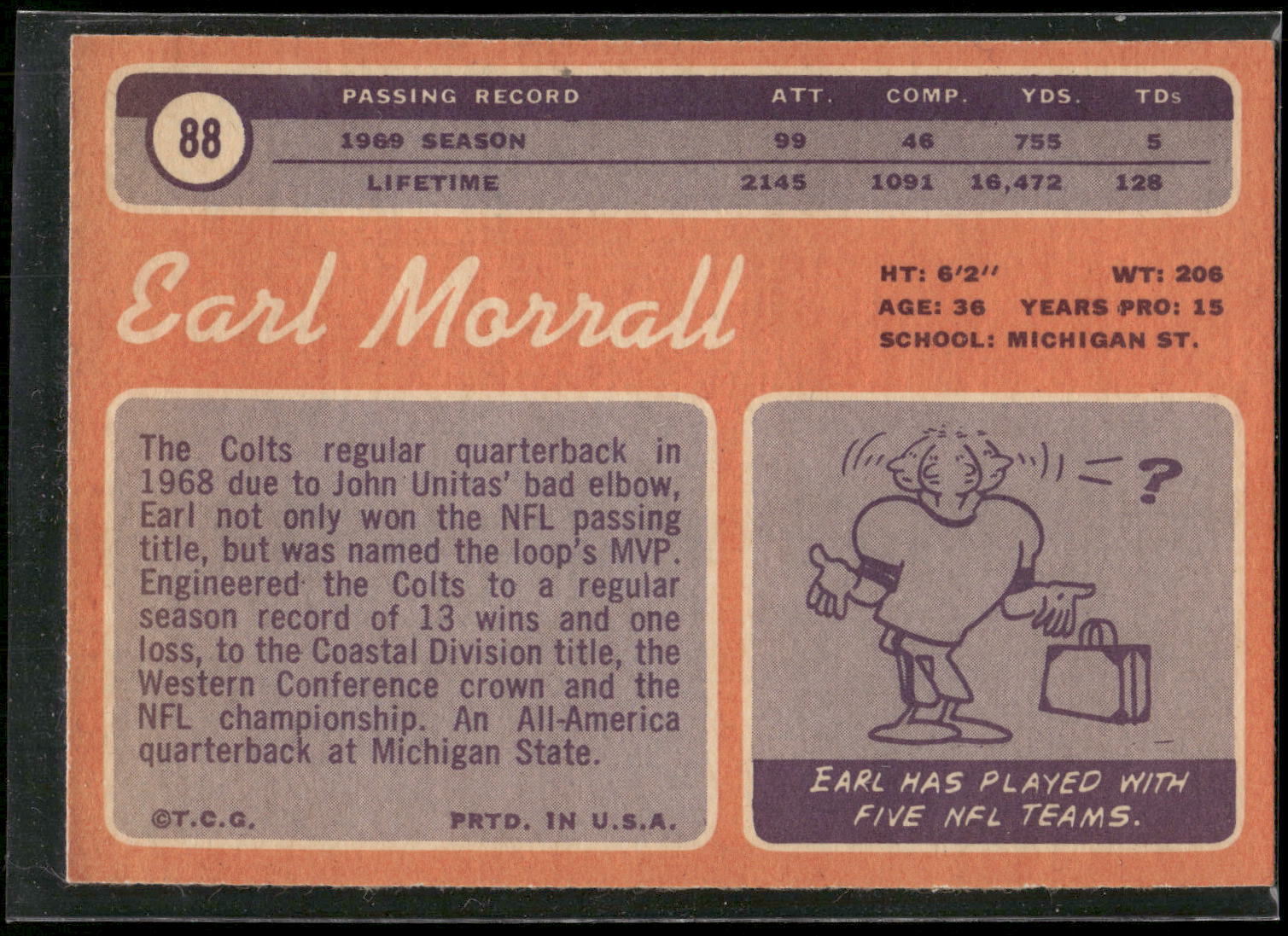 1970 Topps #88 Earl Morrall