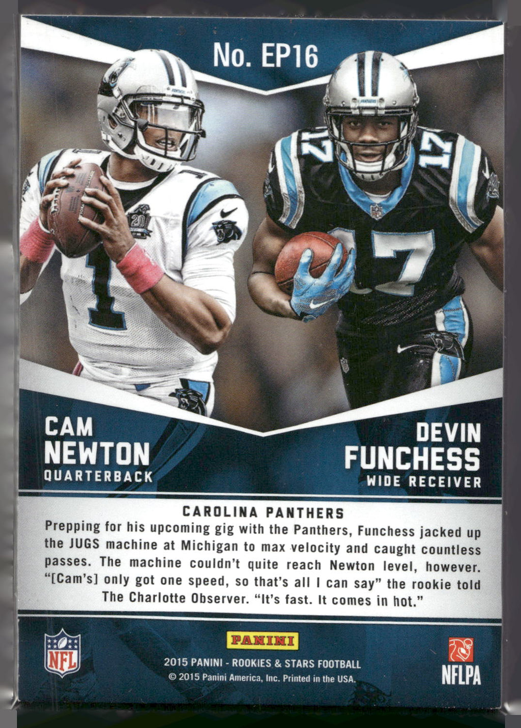 2015 Panini Rookies & Stars #EP16 Cam Newton / Devin Funchess Patches