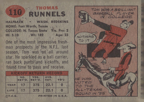 1957 Topps #110 Tom Runnels