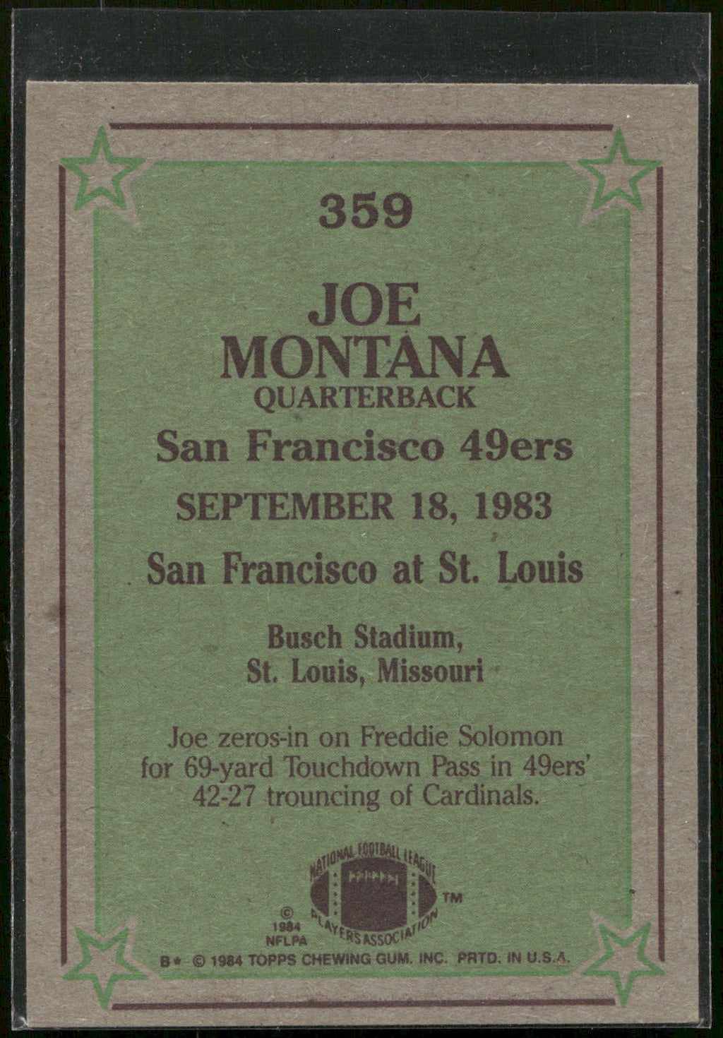 1984 Topps #359 Joe Montana