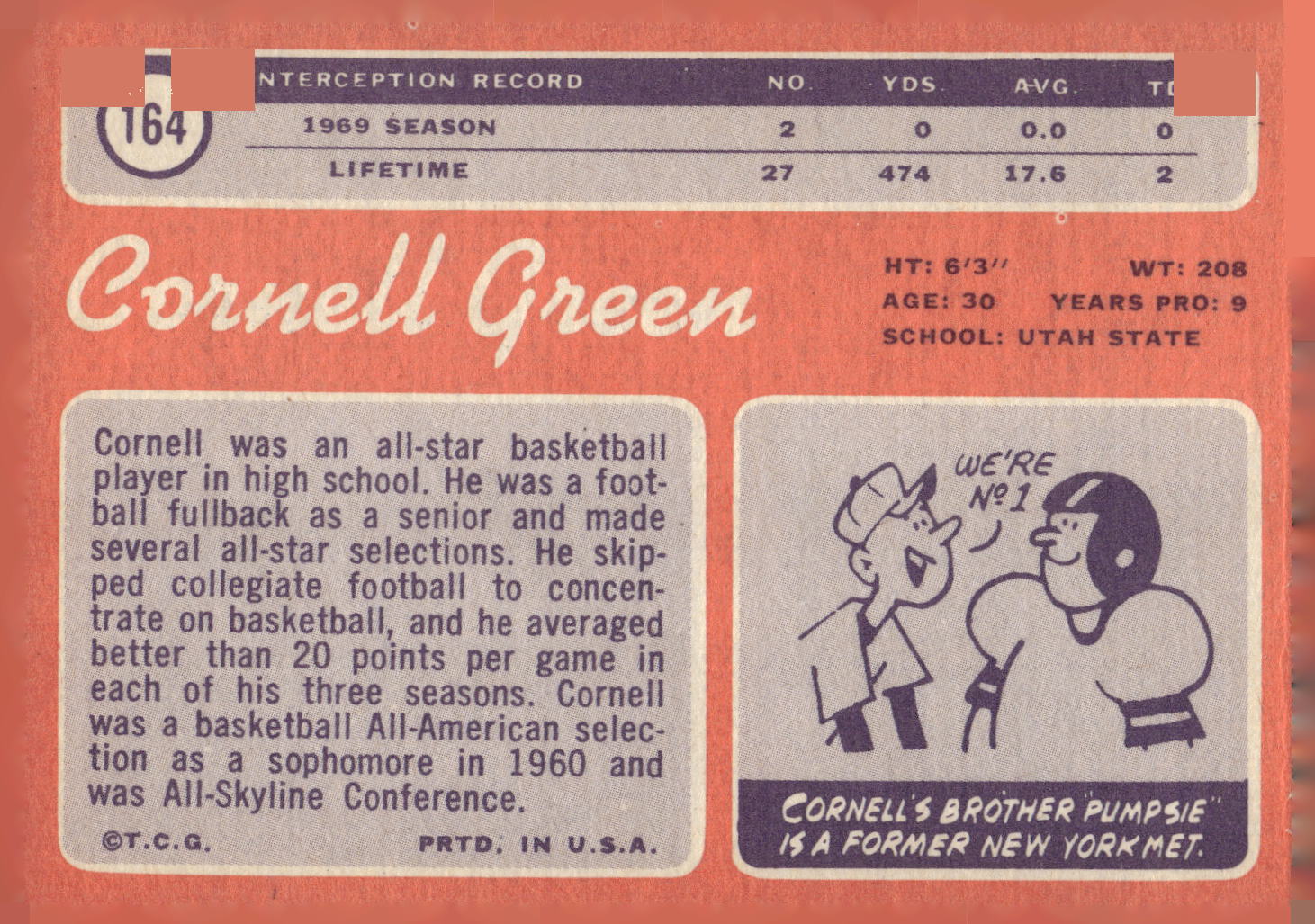 1970 Topps #164 Cornell Green