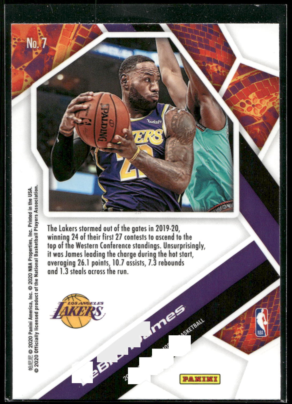 2019-20 Panini Mosaic #7 LeBron James Will to Win