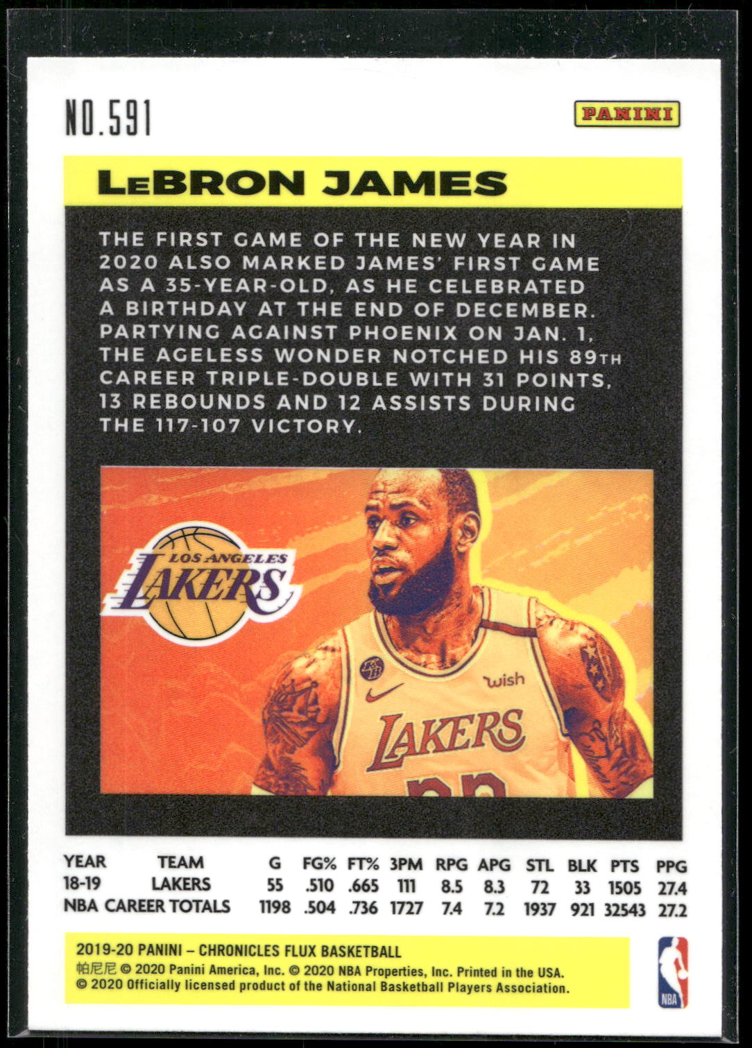 2019-20 Panini Chronicles #591 LeBron James