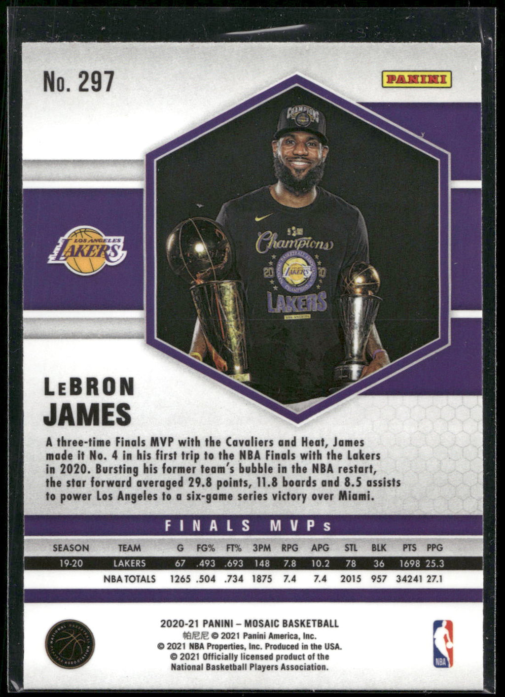 2020-21 Panini Mosaic #297 Lebron James