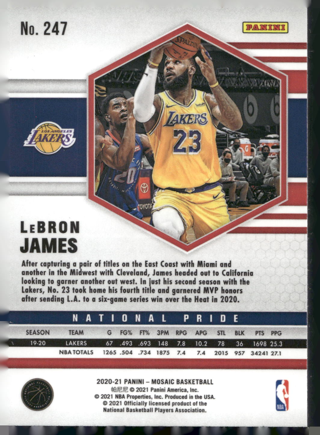 2020-21 Panini Mosaic #247 LeBron James