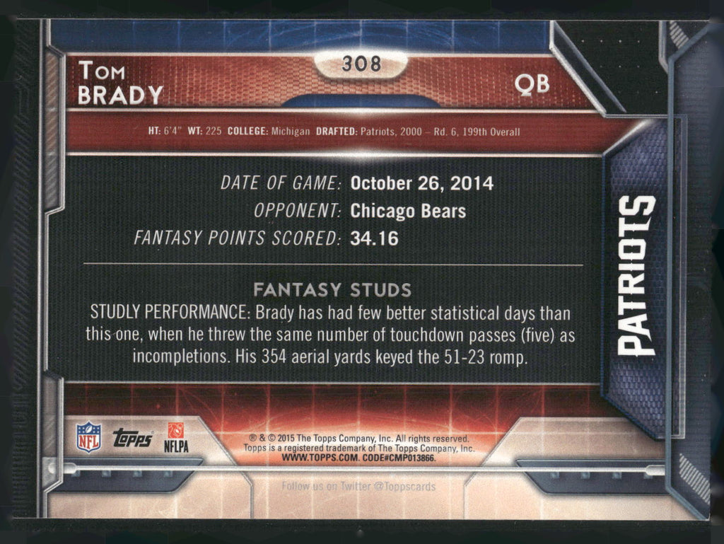 2015 Topps #308 Tom Brady