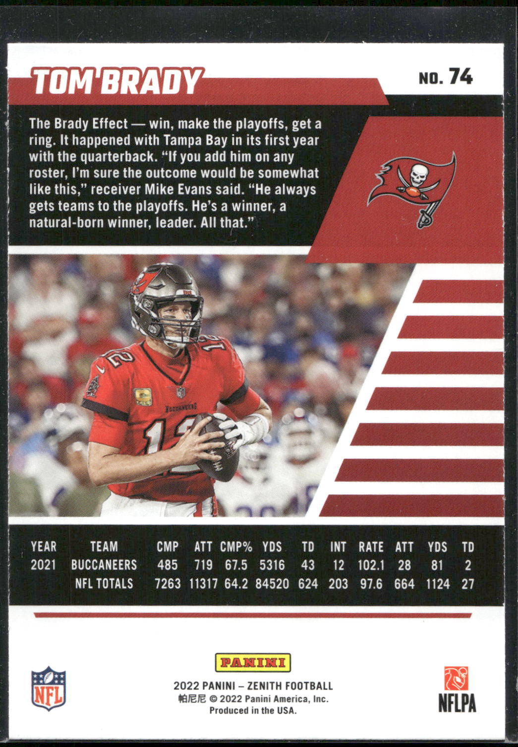 2022 Zenith #74 Tom Brady