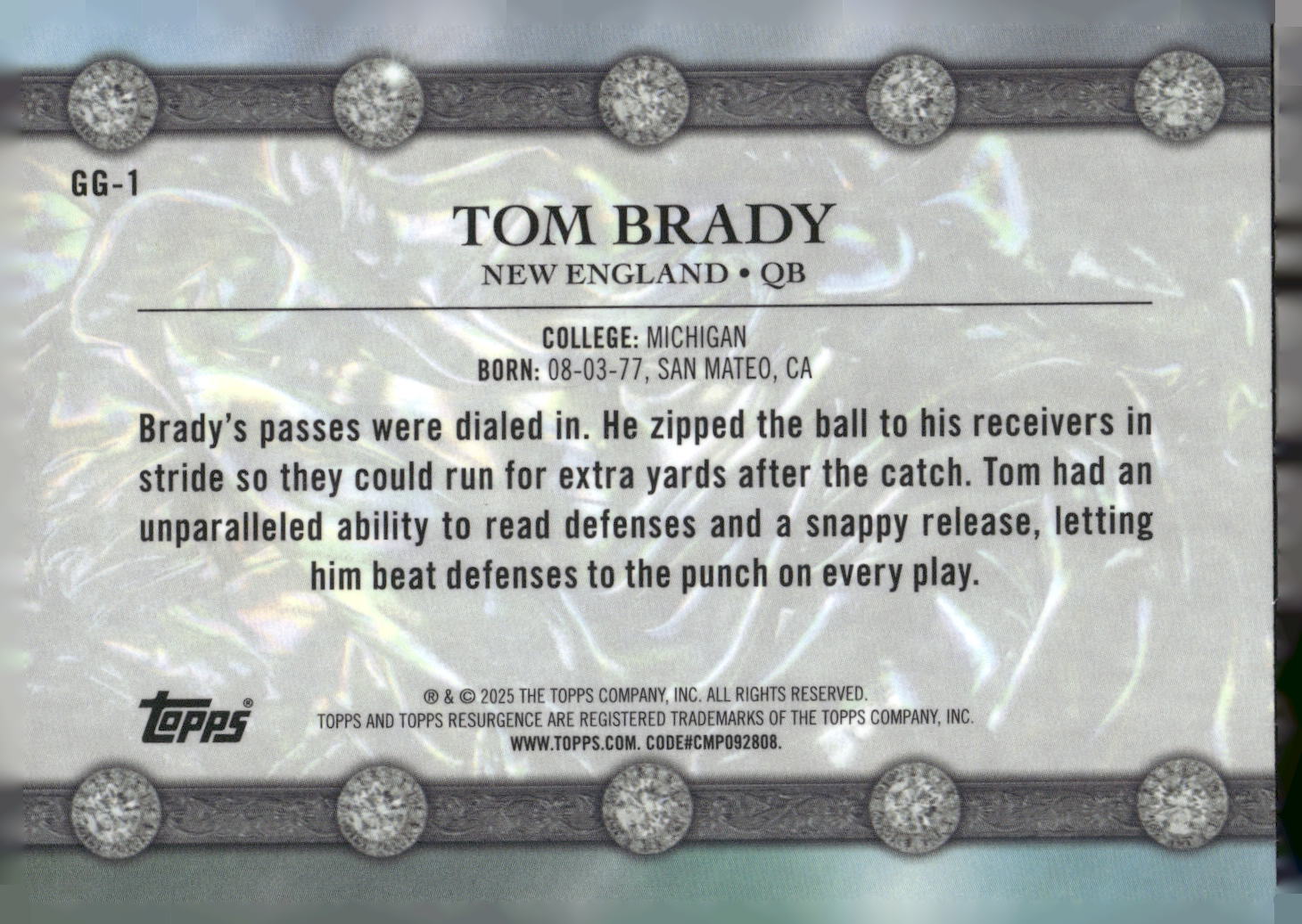 2024 Topps Resurgence #GG-1 Tom Brady Glimmer and Gleam