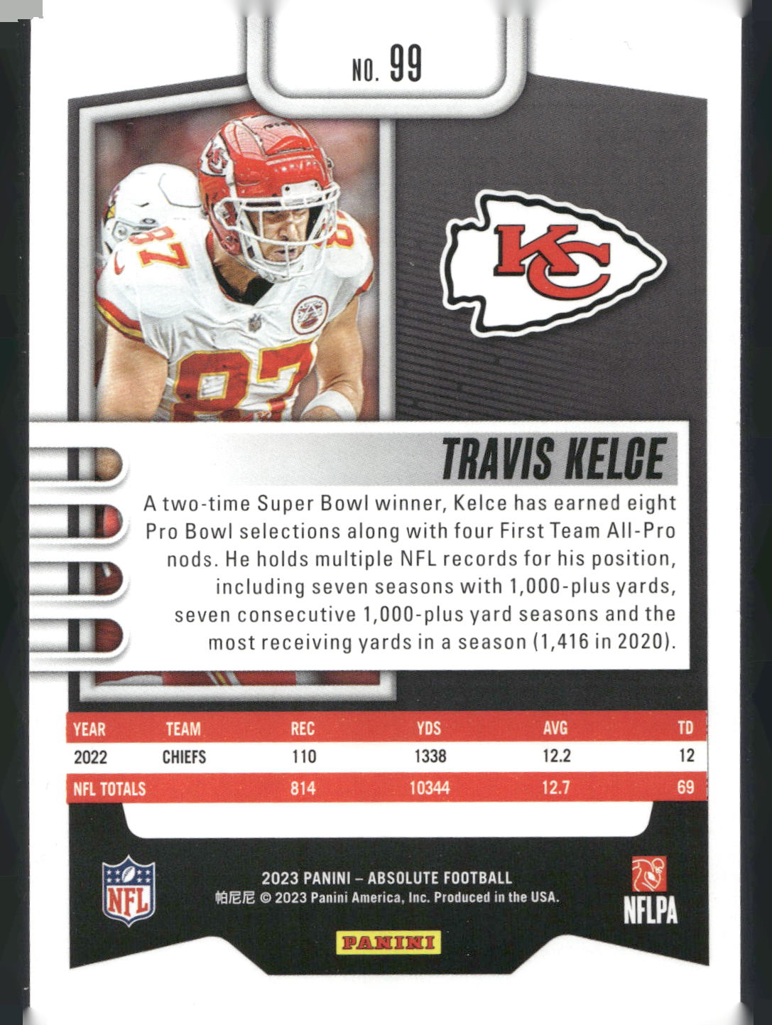 2023 Panini Absolute #99 Travis Kelce
