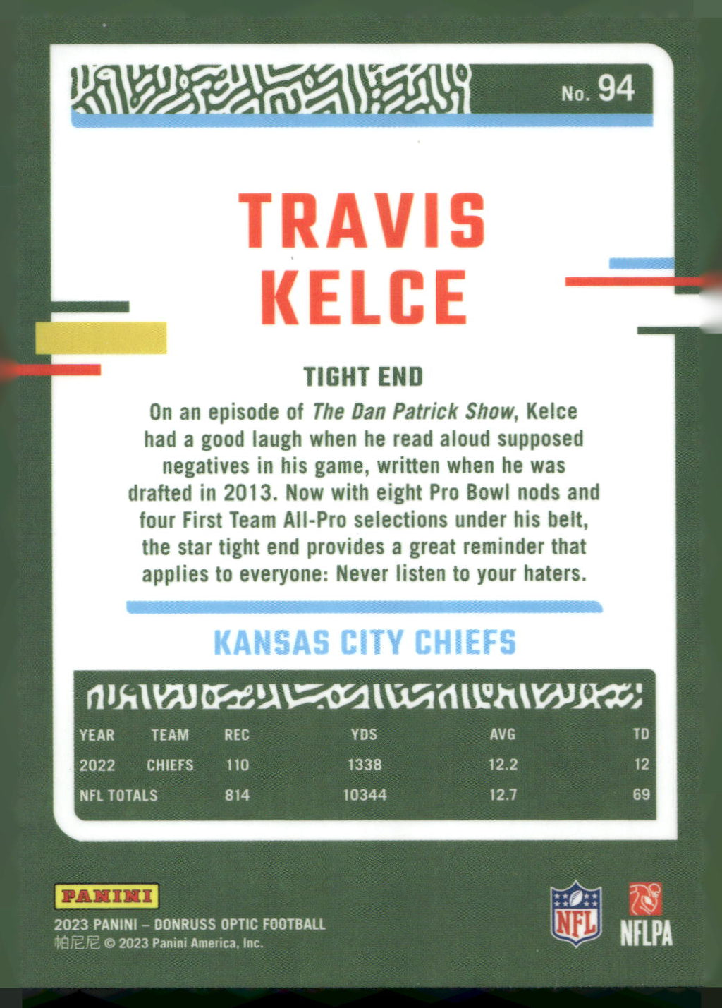 2023 Donruss Optic #94 Travis Kelce