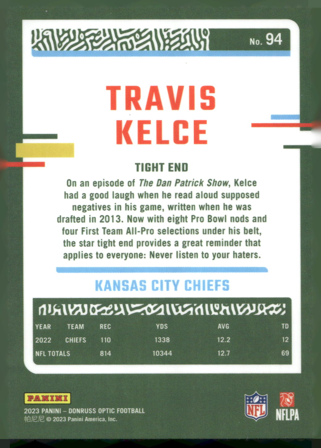 2023 Donruss Optic #94 Travis Kelce