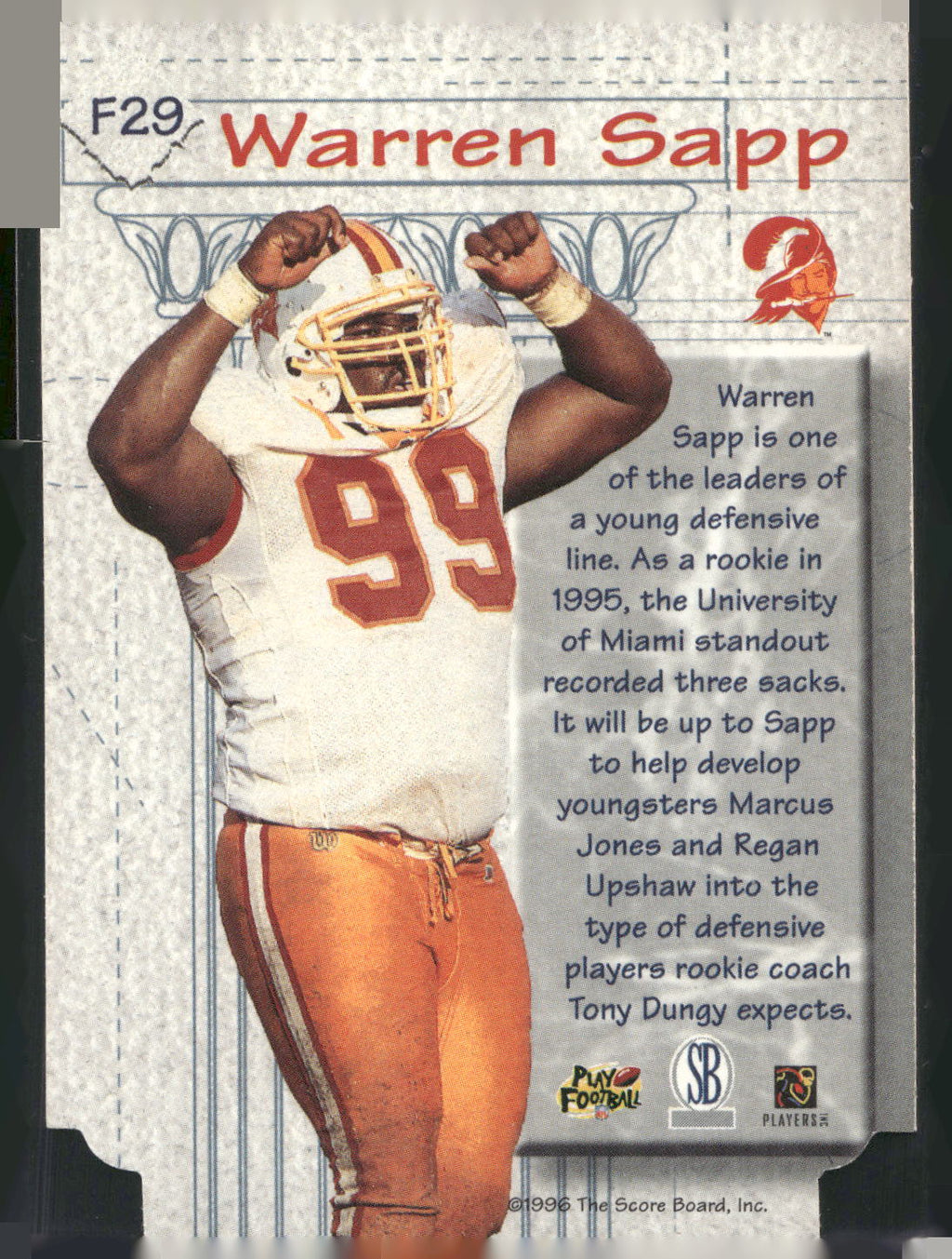 1997 Score Board NFL Experience #F29 Warren Sapp Foundations