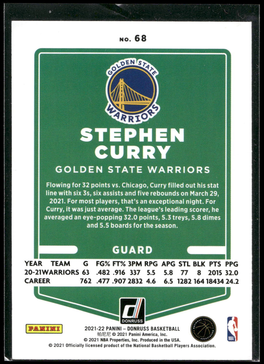 2021-22 Donruss #68 Stephen Curry