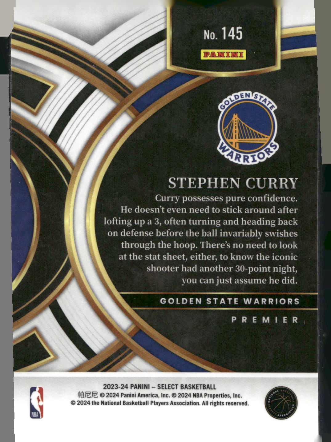 2023-24 Panini Select #145 Stephen Curry Blue Prizms