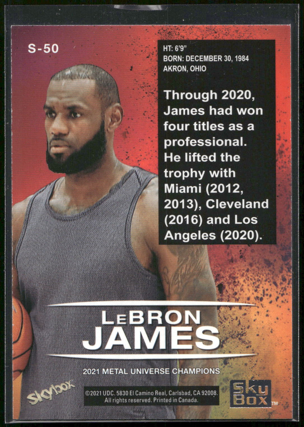 2021 SkyBox Metal Universe Champions #S-50 LeBron James Skybox Premium