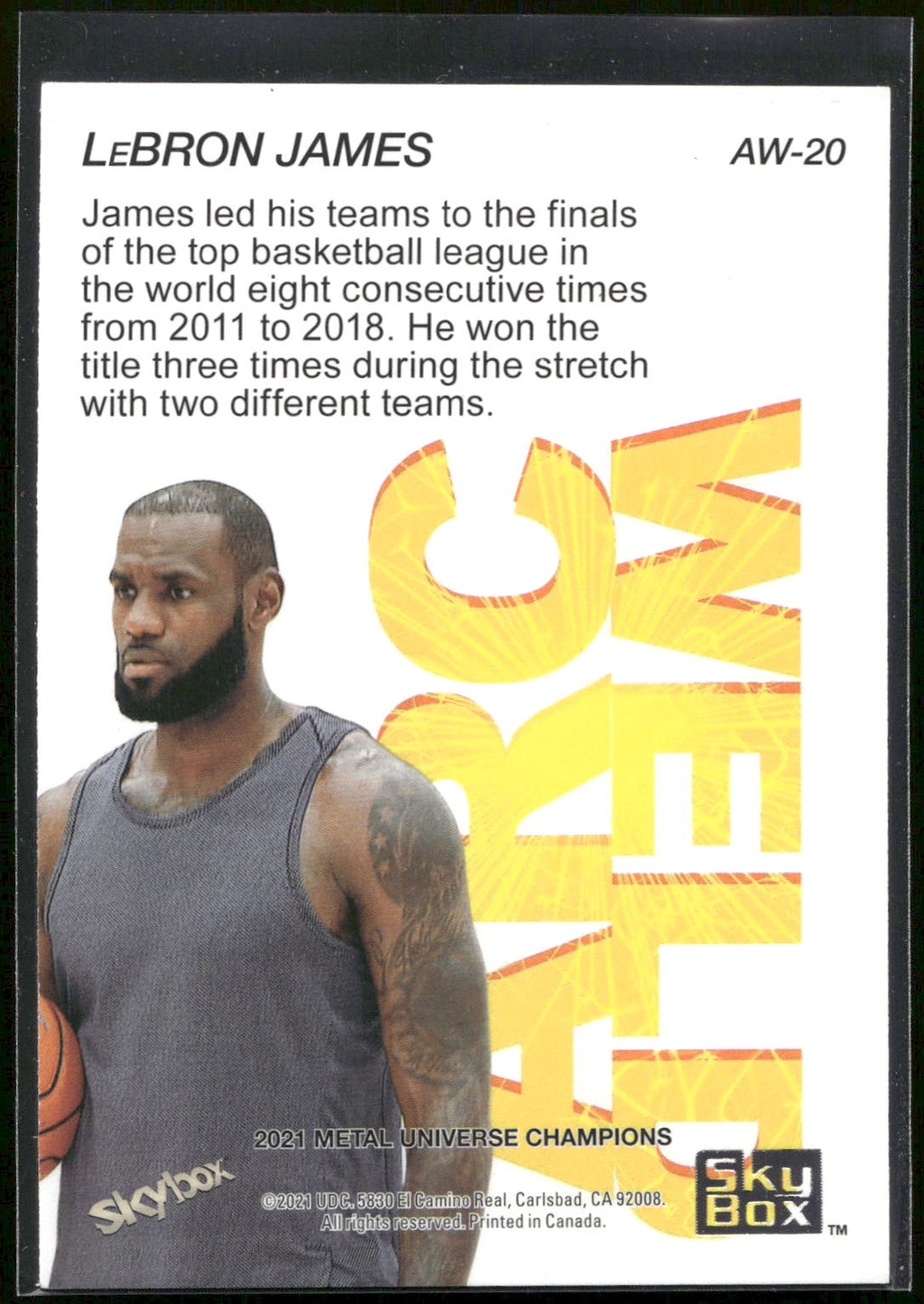 2021 SkyBox Metal Universe Champions #AW-20 LeBron James Arc Weld