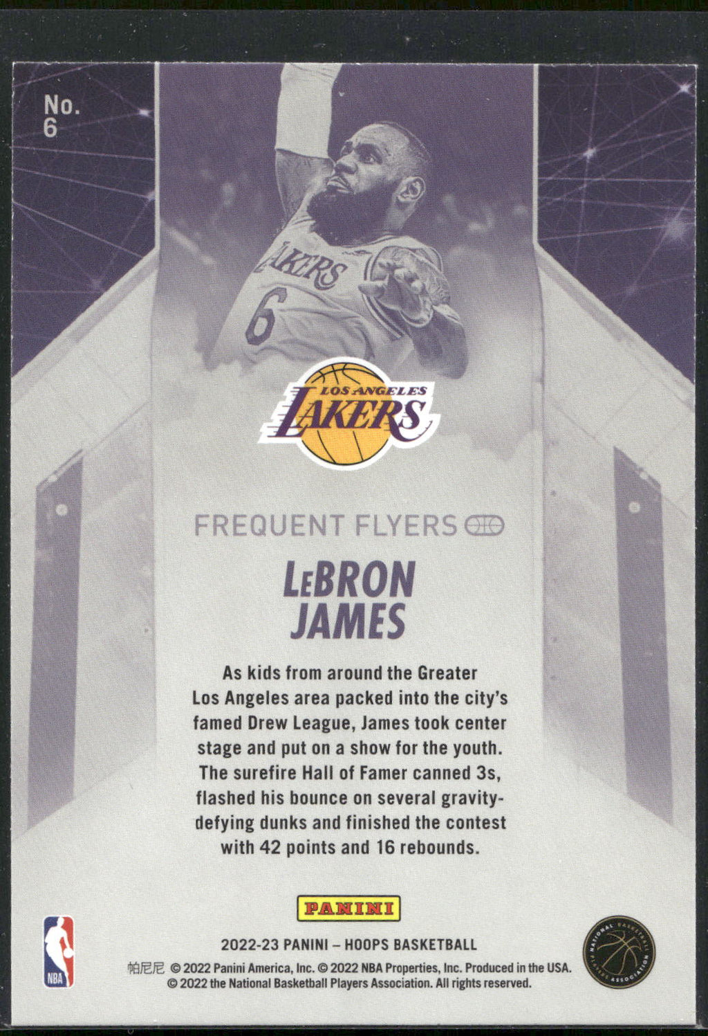 2022-23 Hoops #6 LeBron James Frequent Flyers