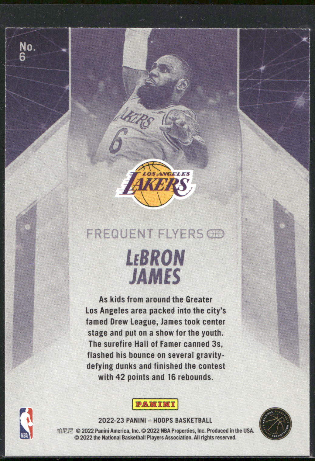 2022-23 Hoops #6 LeBron James Frequent Flyers