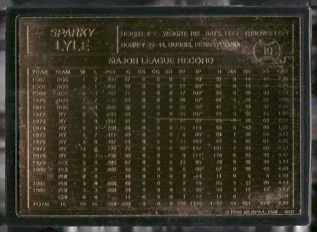 1996-03 Danbury Mint #19 Sparky Lyle